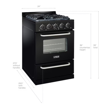 UNIQUE Off-Grid 24-in 4 Burners 3.1-cu ft Freestanding Liquid Propane Gas Range (Black)