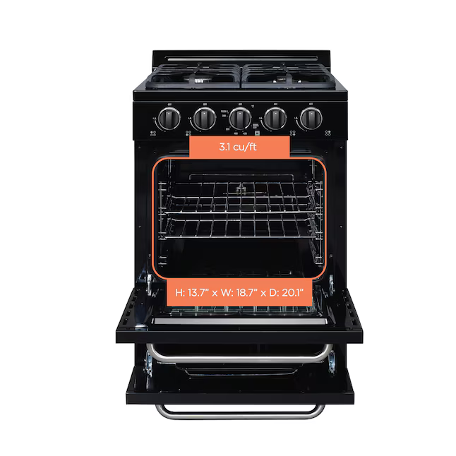 UNIQUE Off-Grid 24-in 4 Burners 3.1-cu ft Freestanding Liquid Propane Gas Range (Black)