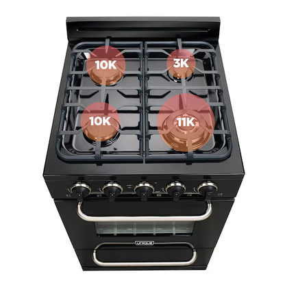 UNIQUE Off-Grid 24-in 4 Burners 3.1-cu ft Freestanding Liquid Propane Gas Range (Black)