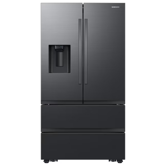 Samsung Mega Capacity 29.8-cu ft 4-Door Smart French Door Refrigerator with Dual Ice Maker - Water and Ice Dispenser (Matte Black Stainless) ENERGY STAR