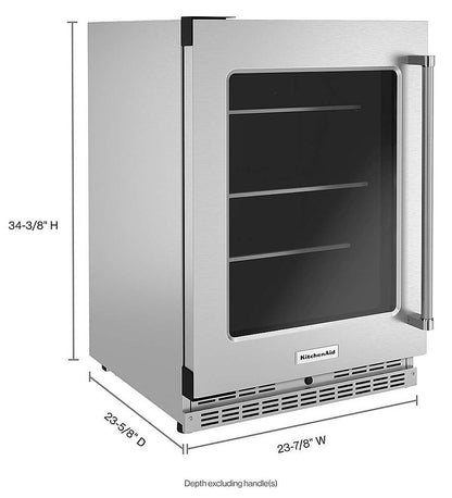 KitchenAid 24" Undercounter Refrigerator with Glass Door and Shelves with Metallic Accents, KURL314KSS00 *JR2311 [FB159], MSRP: $2,519.00, CLEARANCE: