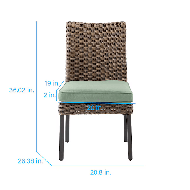 Allen + Roth Isla Park SET OF 4 Woven Brown Steel Frame Stationary Dining Chair with Green Cushioned Seat 5106723 FRS81359-C, MSRP: $800, [FB019] - Final Price: $349.99 + Tax