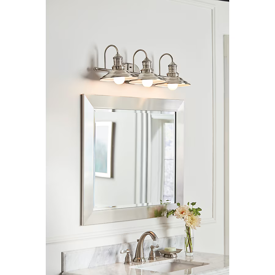 allen + roth Hainsbrook 26.12-in 3-Light Antique Pewter Industrial Vanity Light, KDM1393A PW   612654 *HD2412, Retail: $69.98, FINAL PRICE: $39.99 + TAX