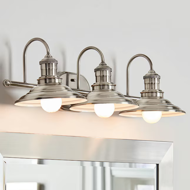 allen + roth Hainsbrook 26.12-in 3-Light Antique Pewter Industrial Vanity Light, KDM1393A PW   612654 *HD2412, Retail: $69.98, FINAL PRICE: $39.99 + TAX