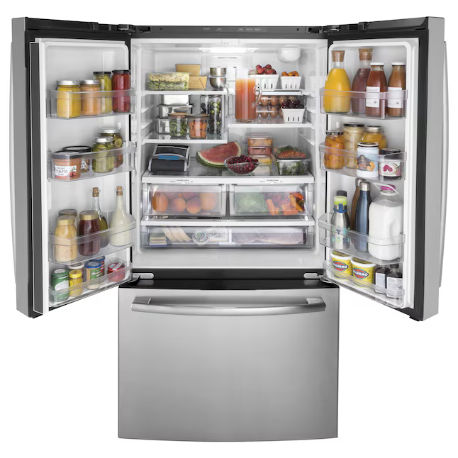 GE 27-cu ft French Door Refrigerator with Ice Maker and Water dispenser (Fingerprint-resistant Stainless Steel) ENERGY STAR, CLEARANCED