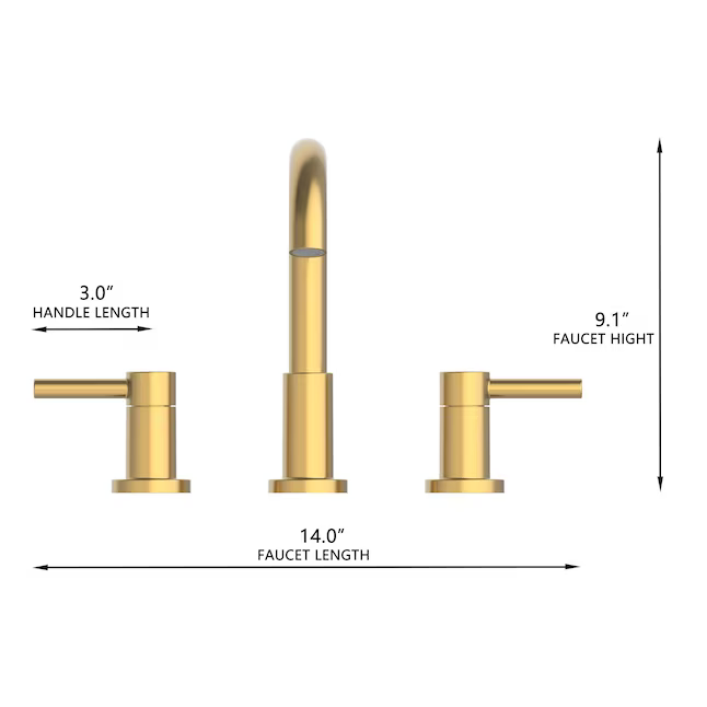 allen + roth Harlow Brushed Gold Widespread 2-Handle WaterSense Bathroom Sink Faucet with Drain, 67693W-614408   5287418 *HD2410, Retail: $129.00, FINAL PRICE: $79.99 + TAX