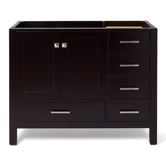 ARIEL Cambridge 42-in Espresso Bathroom Vanity Base Cabinet without Top, A043S-L-BC-ESP *JR2409, Retail: $1,129, FINAL PRICE: $599.99 + TAX