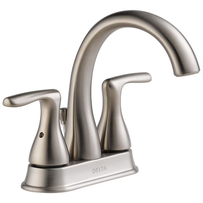 Delta Foundations Brushed Nickel 4-in centerset 2-Handle WaterSense Bathroom Sink Faucet with Drain, B2518LF-BN *HD2409, Retail: $165, FINAL PRICE: $69.99 + TAX