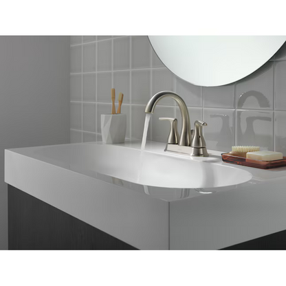 Delta Foundations Brushed Nickel 4-in centerset 2-Handle WaterSense Bathroom Sink Faucet with Drain, B2518LF-BN *HD2409, Retail: $165, FINAL PRICE: $69.99 + TAX