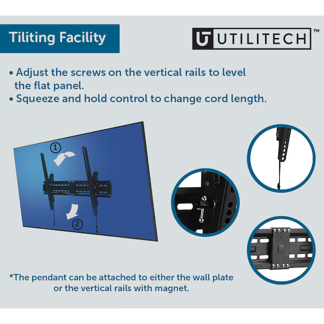 Utilitech Tilt Outdoor Wall Tv Mount Fits TVs up to 90-in (Hardware Included), UT-IO-175T   3850902 *HD2412, Retail: $59.98, FINAL PRICE: $39.99 + TAX