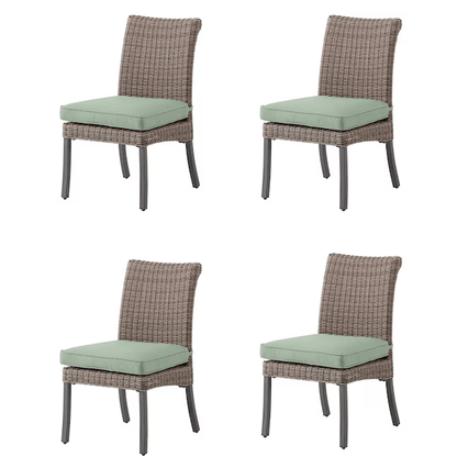 Allen + Roth Isla Park SET OF 4 Woven Brown Steel Frame Stationary Dining Chair with Green Cushioned Seat 5106723 FRS81359-C, MSRP: $800, [FB019] - Final Price: $349.99 + Tax