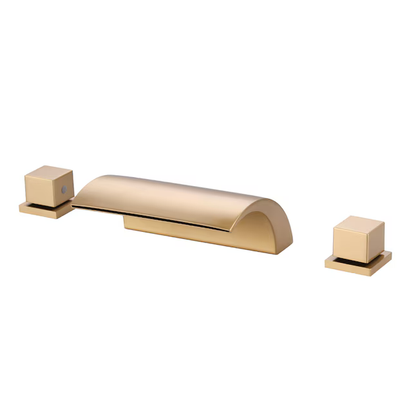 WOWOW Gold 2-handle Deck-mount Roman Waterfall Bathtub Faucet (Valve Included), 3080600G 5737871 *HD2406, MSRP: $203.88, - FINAL: