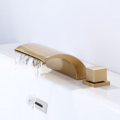 WOWOW Gold 2-handle Deck-mount Roman Waterfall Bathtub Faucet (Valve Included), 3080600G 5737871 *HD2406, MSRP: $203.88, - FINAL: