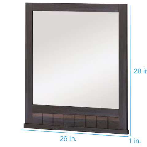 Style Selections Morriston 26-in x 28-in Framed Bathroom Vanity Mirror (Brown), WSL30BVMB   866550 *HD2410, Retail: $79.98, FINAL PRICE: $49.99 + TAX