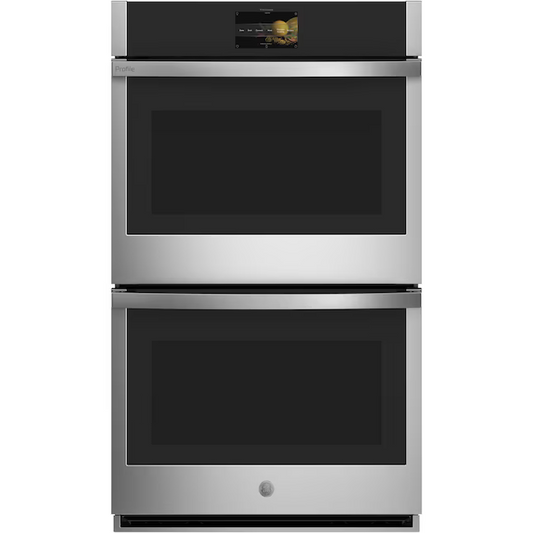 GE Profile 30-in Smart Double Electric Wall Oven with Air Fry Single-fan European Element and Self-cleaning (Stainless Steel)