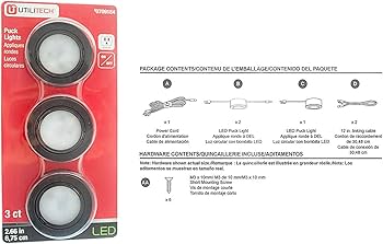 Utilitech 3-Pack 2.66-in Plug-in Puck Under Cabinet Lights CLEARLANCE PRICE: $2.99 + TAX