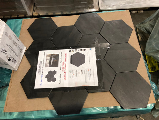 Ray Black HEX 8.5x10 by Corso Italia 8mm Porcelain, 49lbs, 32pcs, 13.98sf, Retail:$4.06/sf