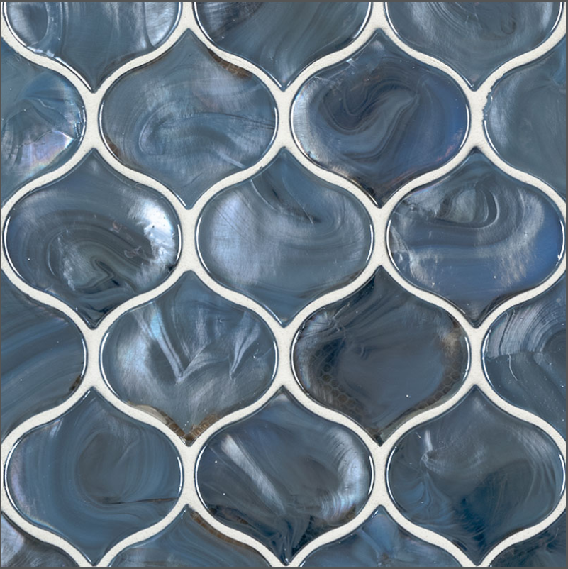 Blue Shimmer Arabesque Glossy Glass Mosaic MSI GLS-BLUSHI8MM - 10pcs/box, 0.71sf/pc  ( Per Pc Count )