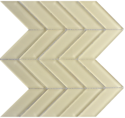 Emser Tile Edge Cream - 12" x 12" Parallelogram Chevron Mosaic Wall Tile - Glossy Tile Per piece