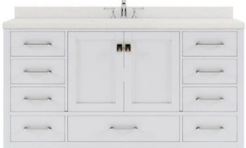 Virtu Vanity 60" White: GS-50060-DWQRO-WH