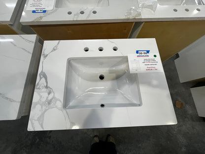 Vanity Sink Drawer 30-IN Right in White with CUSTOM Quartz Countertop, VSD30R-CQTSQ-WH, Final Price: $399.99 + Tax