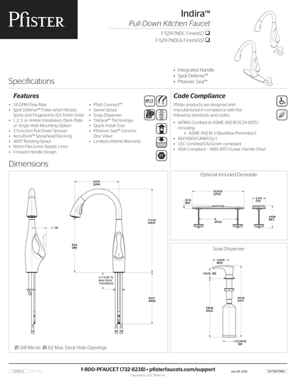 Pfister F-529-7NDC - Indira Kitchen Faucet Polished Chrome  Retail:$375.00 Loc: B5 FINAL PRICE