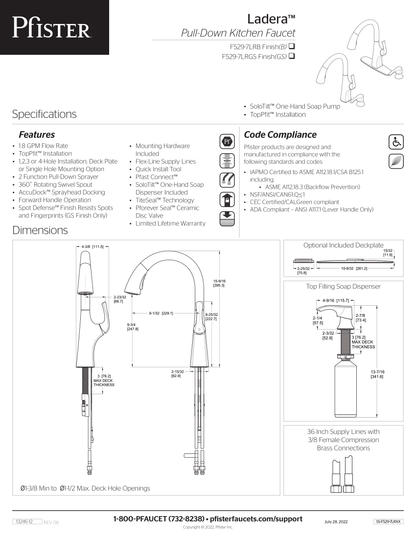 Pfister Ladera Kitchen Faucet Matte Black, F-529-7LRB - Retail:$295.00 Loc: B2 FINAL PRICE