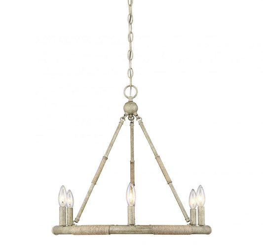 Meridian 6 Light Chandelier - Natural Wood, M10047NWR, Retail: $266.00, Wholesale: $133.00, Loc: C-6, Final: $47.00 Clearance!