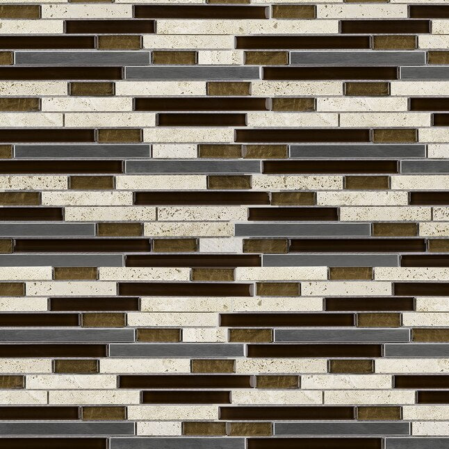 Metal Horizons 12x12 Glossy Glass Metal Stone Travertine, 246000 CHIGLABPMH1213, 9pcs, MSRP:$12.98/pc, Final Price: $6.49 + Tax, Loc: MT3-F