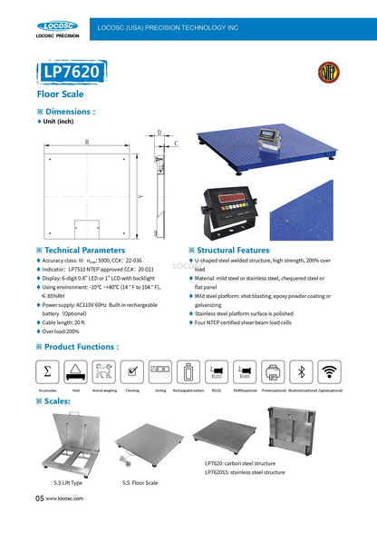 LOCOSC LP7620 High Resolution Floor Scales 36x36