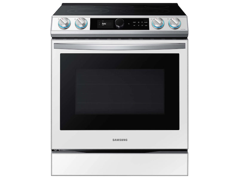 Samsung Bespoke Smart Slide-in Electric Range 6.3 cu. ft. with Smart Dial & Air Fry in White Glass NE63BB871112AA  *AQ