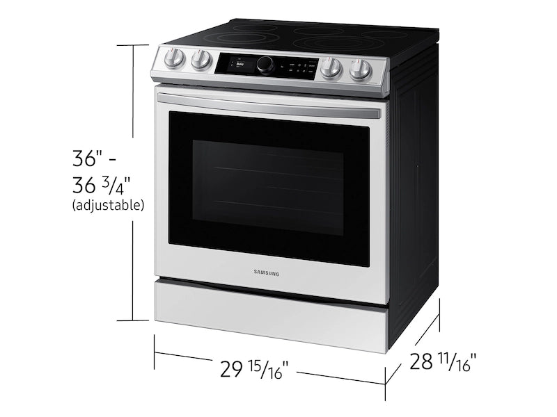 Samsung Bespoke Smart Slide-in Electric Range 6.3 cu. ft. with Smart Dial & Air Fry in White Glass NE63BB871112AA  *AQ