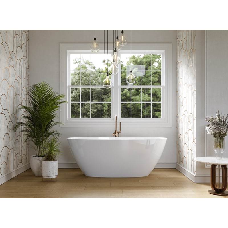 Acquabella Ruby Center Drain 66x32 Freestanding Bathtub in Snow White and Light Grey, RUB6632MLW, Retail: $10,000.00, FINAL PRICE: $1,499.99 + TAX