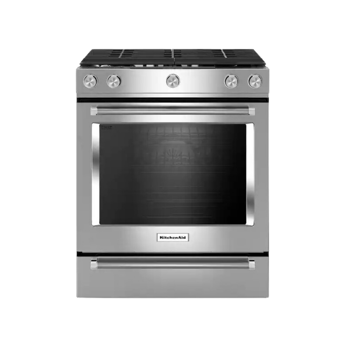 KitchenAid 5.8 cu. ft. Slide-In Gas Range with Self-Cleaning Convection Oven in Stainless Steel KSGG700ESS