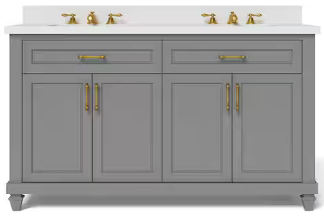 Home Decorators Grovehurst HDC60DGV 60-IN Double Sink Freestanding Bath Vanity in Gray with White Engineered Stone Top:  Final : $699.99 CLEARNCED PRICE: $599.99 + TAX