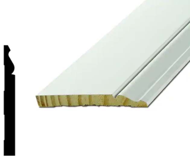 **PER PIECE** AHL - 12ft Primed Pine Baseboards Per Stick,  9/16" x 5 1/4", $1.50/linear Ft - AHL