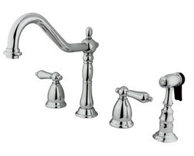 KINGSTON BRASS Widespread Hardisc Faucet With Pullout Spray, Max 1.8GPM at 60psi