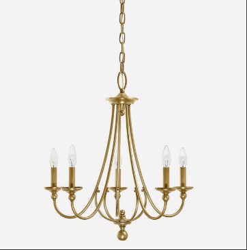 Kichler Camella 21.77-in 5-Light Natural brass Williamsburg Candle Chandelier CLEARANCE PRICE: $29.99