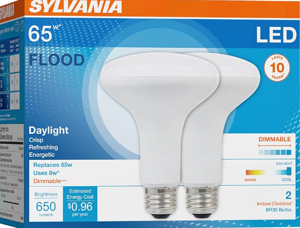 Sylvania Ultra LED Flood 6 Pack 65W/8W BR30 Soft White Dimmable 650 Lumens