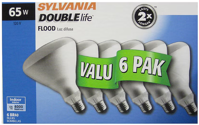 SYLVANIA BR40 Soft White Medium Base (E-26) Dimmable Light Bulb (6-Pack)