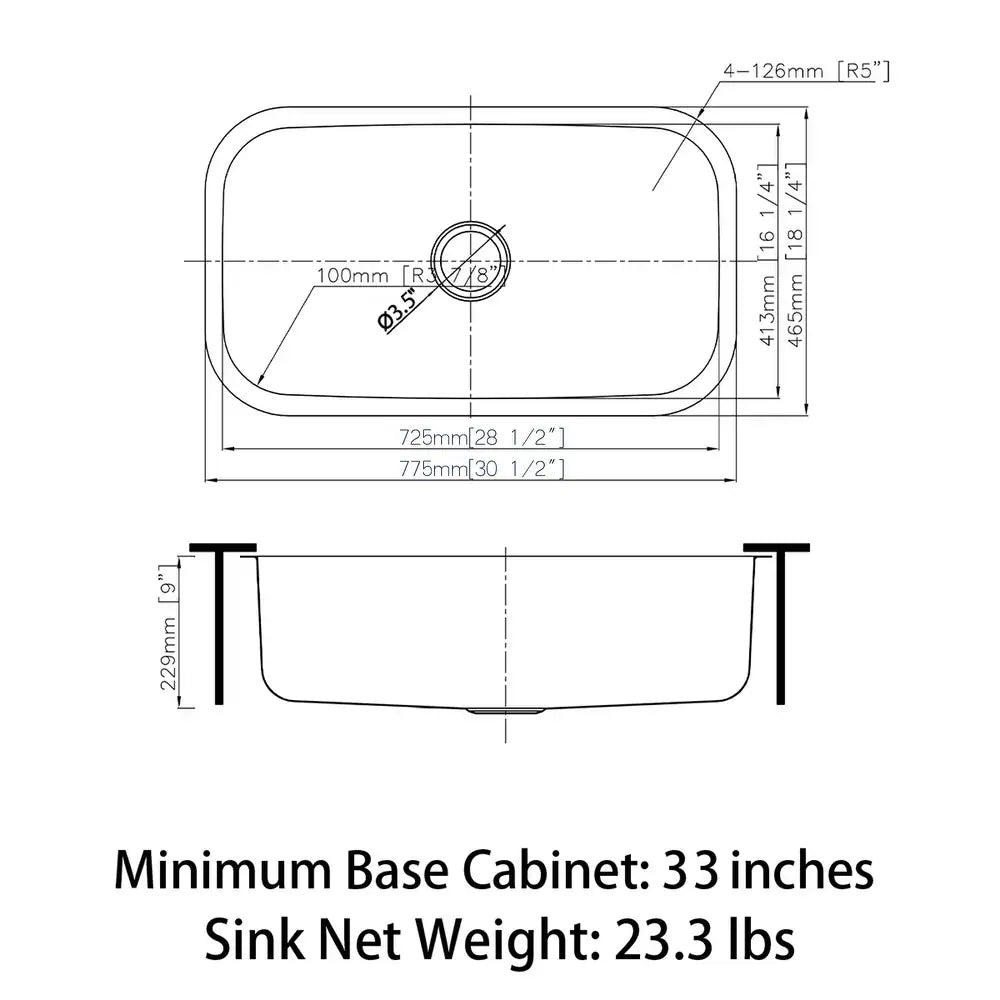 MU3018S Duko Sink 30-IN Undermount Single Bowl (Sink Only)