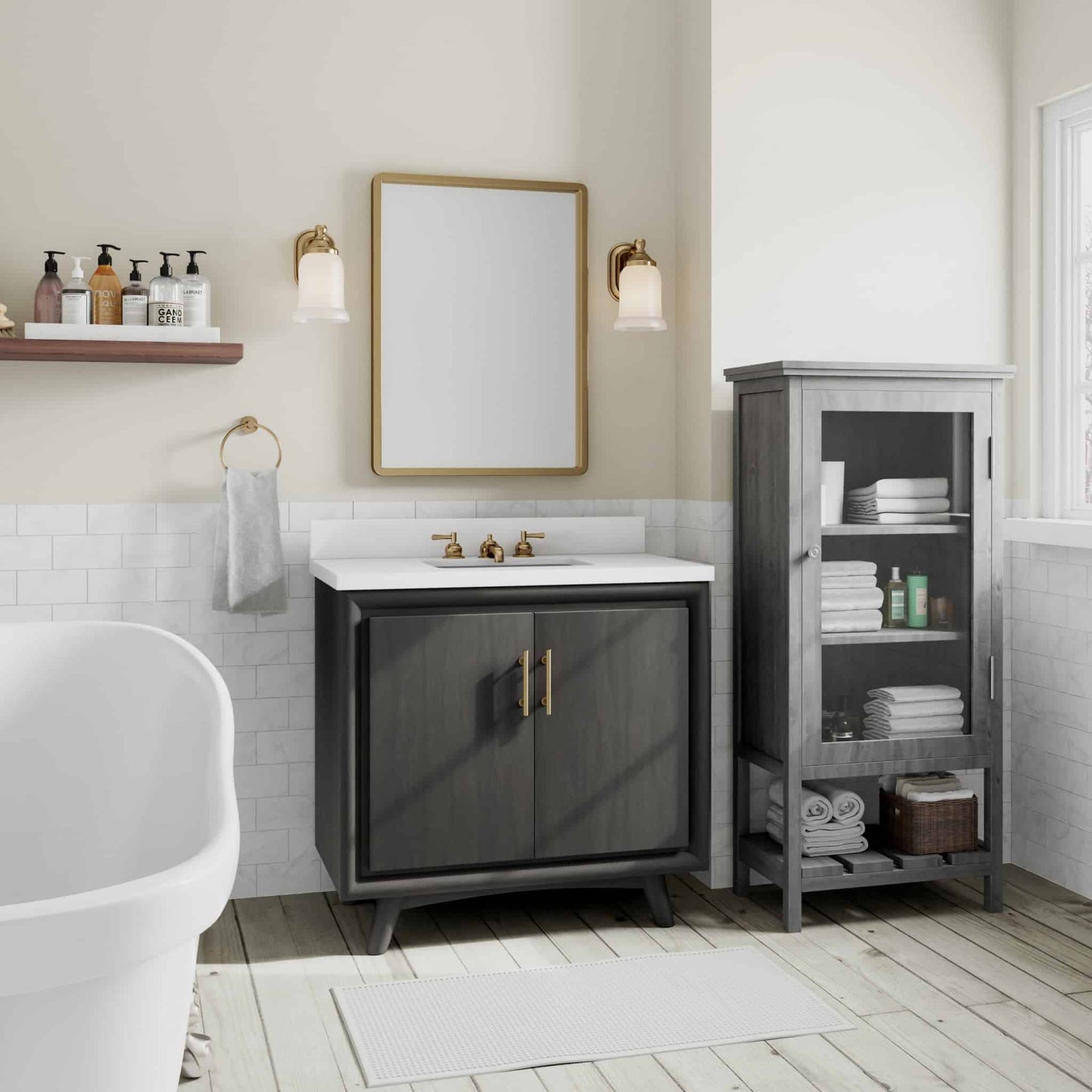 Thomasville Preston THMSVL36DVDG 36 in. W x 20 in. D Bath Vanity in Antique Grey with Quartz Stone Vanity Top in White with White Basin MRSP: $1,499.00 Final Price: $499.99 + TAX