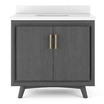 Thomasville Preston THMSVL36DVDG 36 in. W x 20 in. D Bath Vanity in Antique Grey with Quartz Stone Vanity Top in White with White Basin MRSP: $1,499.00 Final Price: $499.99 + TAX