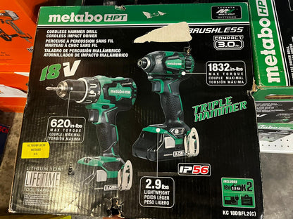 Metabo HPT MultiVolt 2-Tool Brushless Power Tool Combo Kit with Hard Case (2-Batteries Included and Charger Included) KC18DBFL2CM *HD2403, MSRP: $249.00, [FB032] - FINAL: