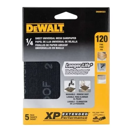 DEWALT 5-Pack 0.75-in W x 0.75-in L 120-Grit Industrial Mesh Sandpaper Sheets Dwam 4323 885911453189