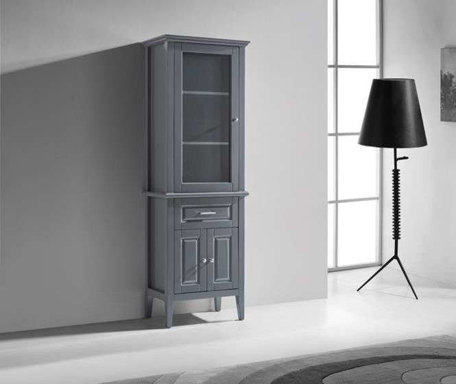 Virtu USA MDC-5324-SIDECAB-CG Walton 24 Inch Linen Cabinet, Cashmere Gray