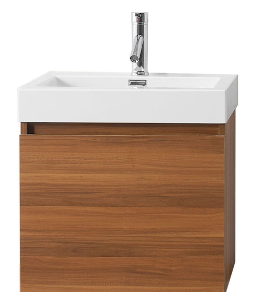 24" Floating Virtu Vanity JS-50324-PL Single Square Sink With White Polymarble Top In Plum. Retail $749.00