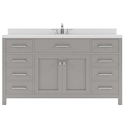 Virtu USA Caroline 60-in Cashmere Gray Undermount Single Sink Bathroom Vanity with Dazzle White Quartz Top, MS-2060-DWQRO-CG