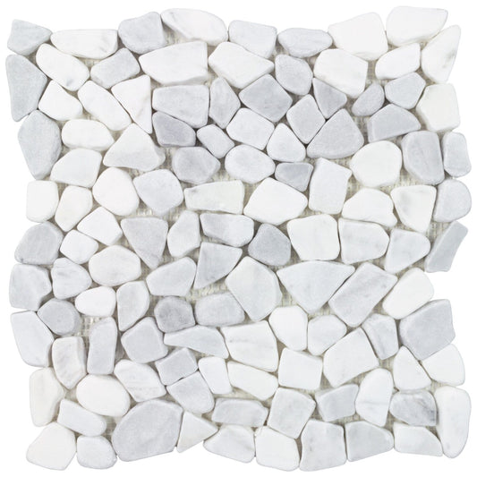 **PER PIECE ** PALLADIAN - IMPERIAL WHITE PEBBLE MOSAIC SF210022, 5pcs, 5sf, FINAL PRICE: $5.99/pc, $29.95/bx