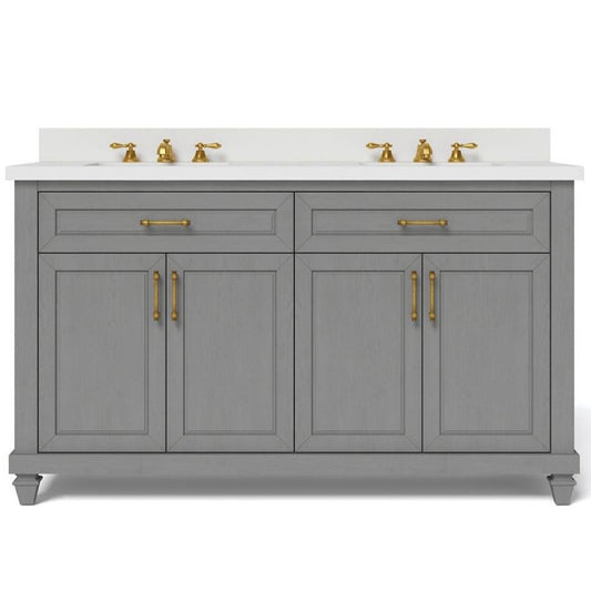 Home Decorators Grovehurst 60-in Double Sink Freestanding Bath Vanity in Gray with White Engineered Stone Top, HDC60DGV